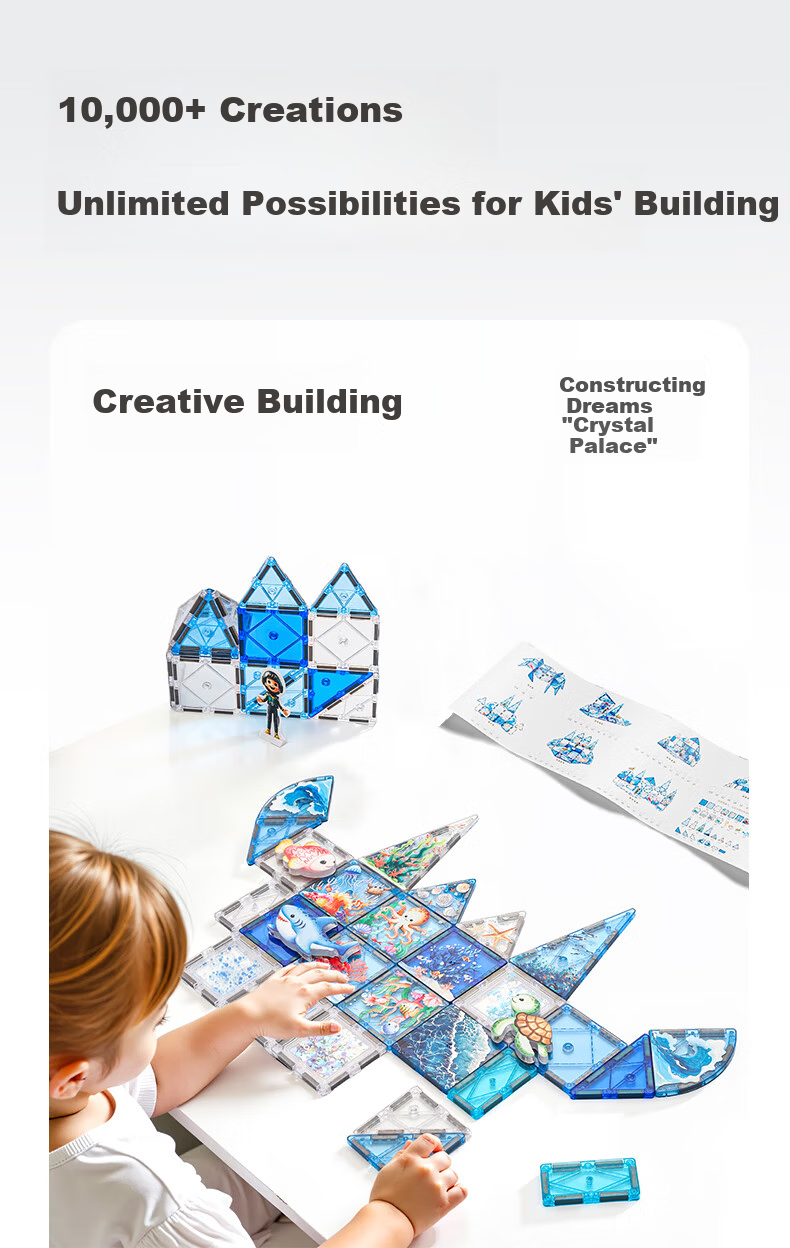 YEEHOO Children's Magnetic 4D Faceted Color Window Educational Toy Magnetic Building Blocks Puzzle for Ages 3-6 Birthday Gift 4