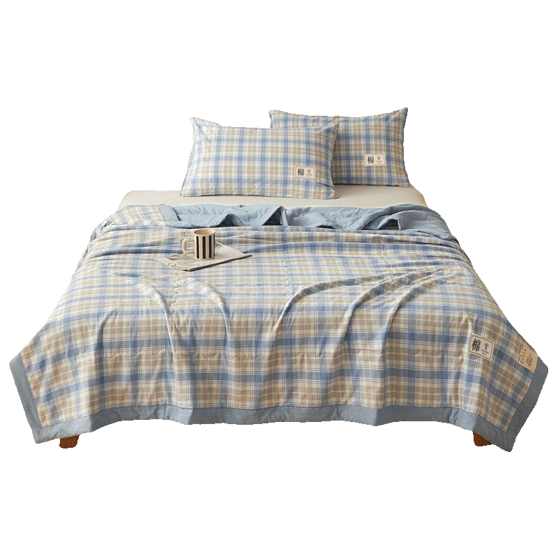KING SHORE Summer Cooling Quilt, Machine Washable, 100% Cotton, Home Use Double Bed Air Conditioning Quilt, Cotton Summer Quilt, 200*230cm, Product Blue