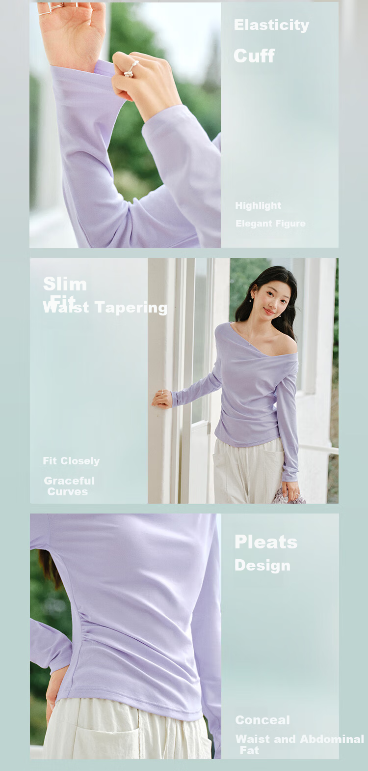 Semir Women's Spring Long Sleeve T-Shirt Short Asymmetric Off-Shoulder Slim Fit Top 2026 109126101001 6