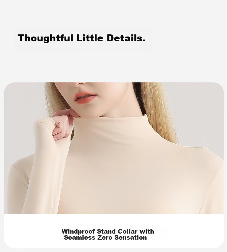 Miiow Modal Women's Slim Fit Semi-High Neck Stretchy Long Sleeve Base Layer Top Nude Feel 13