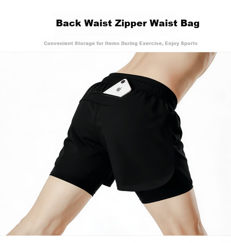 BURUITE Men's Running Shorts with Inner Liner, Three-Quarter Athletic Shorts, Summer Professional Marathon Quick-Dry 2-in-1 Fitness Pants 5