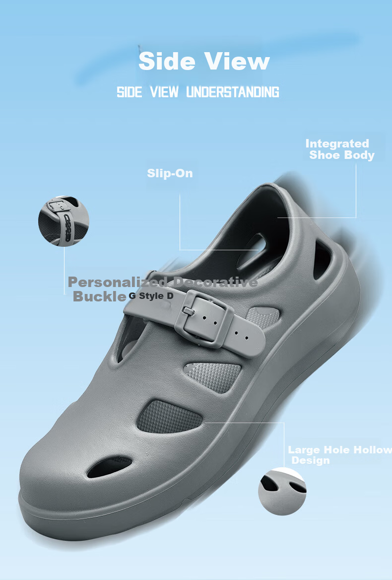 HLA Men's Casual Sandals Lightweight Breathable Hole Shoes HAALXM2EBK010 Black Size 44/45 (Dual Size) 2