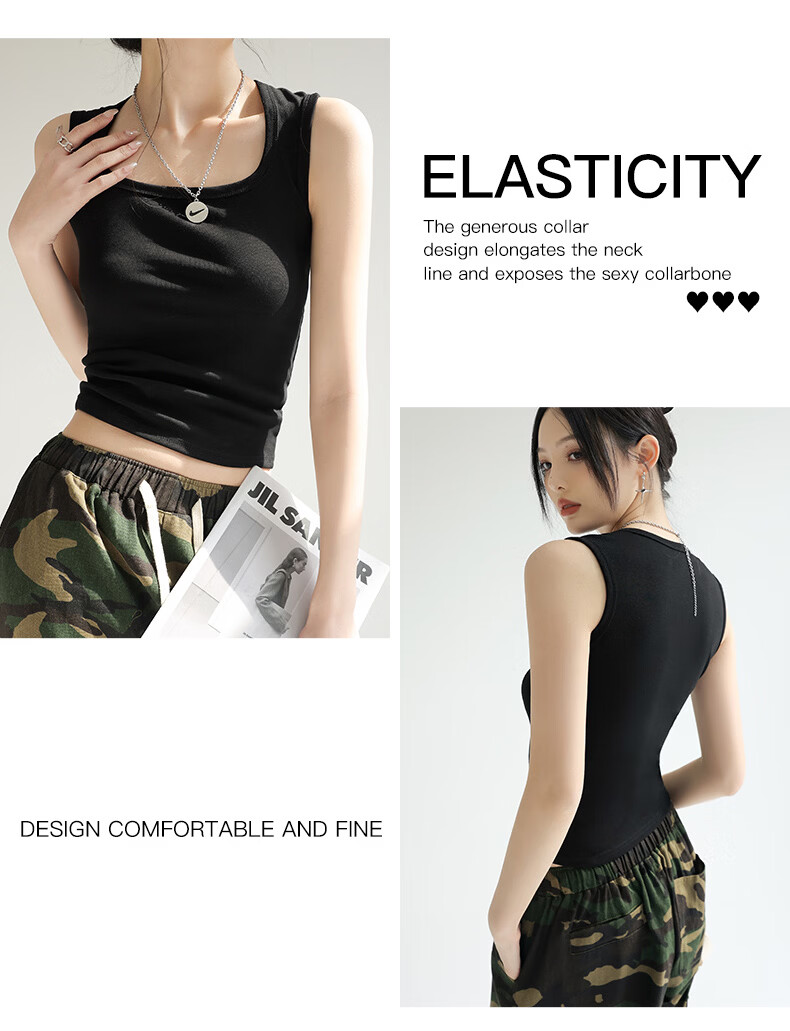 Miiow Women's Pure Cotton Camisole Vest 2026 New Summer Outerwear Side Coverage Racerback Wide Strap Square Neck Basic Top 6