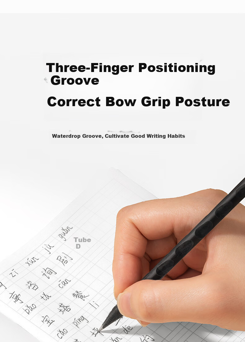 NUSIGN Black Wood Hole Pencil Children's Posture Correction Beginner Handwriting Triangular Anti-Bite Sticky Tip 10pcs NS781-HB [Popular Product] High-End Brand under Deli 3