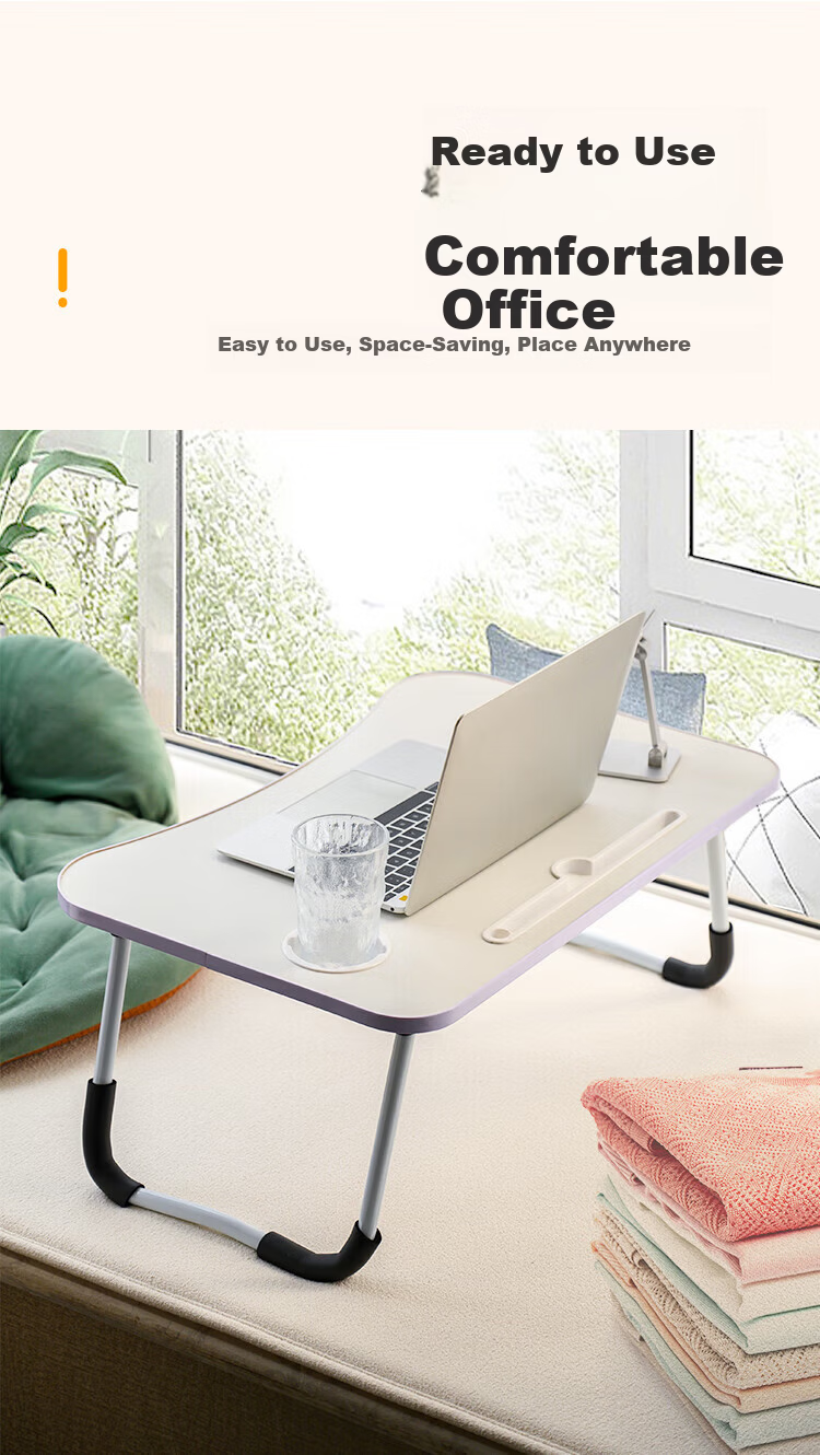 NVV Large Adjustable Folding Laptop Desk Bed Table Computer Stand Dorm Lazy Study Reading Window Small Table Board Dining Table NP-18Pro White 4