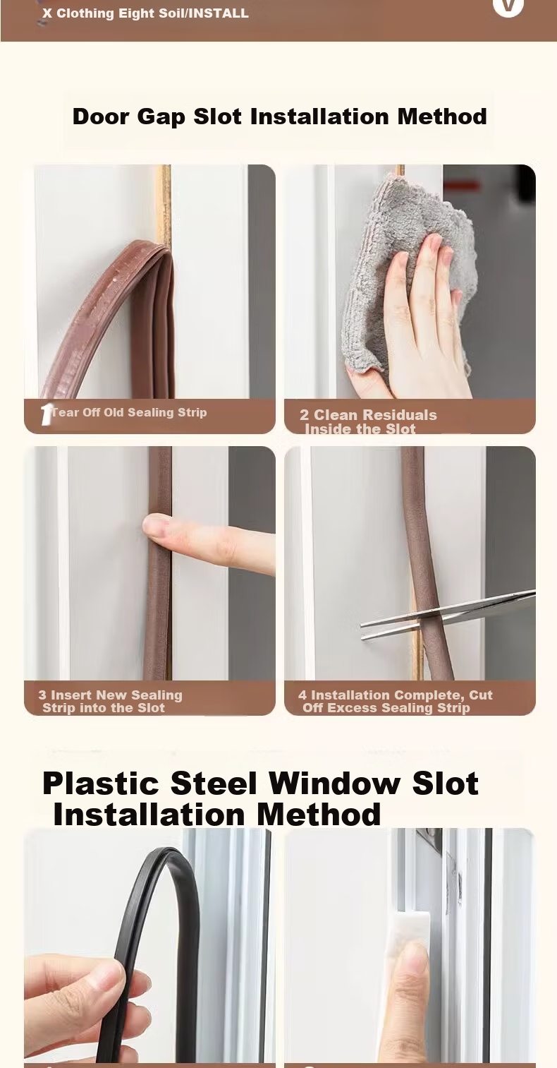 Xuanjia Mital Door and Window Sealing Strip Soundproof Windproof Glass Door Anti-theft Door Windproof Door Stopper Rubber Strip 14