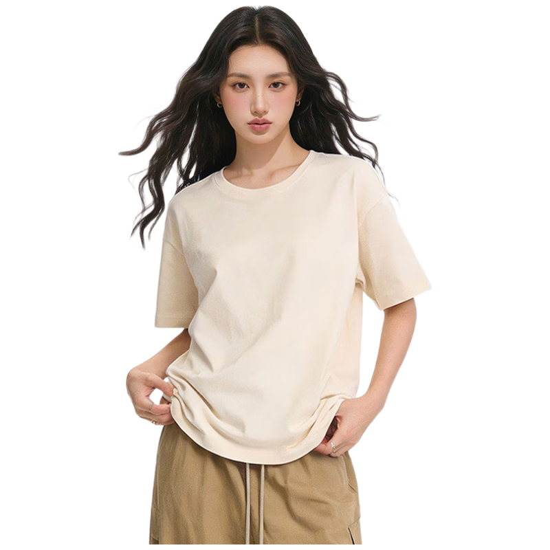 Borui Pure Cotton Short Sleeve Women's 2026 New Casual Loose Thin Base T-Shirt Top
