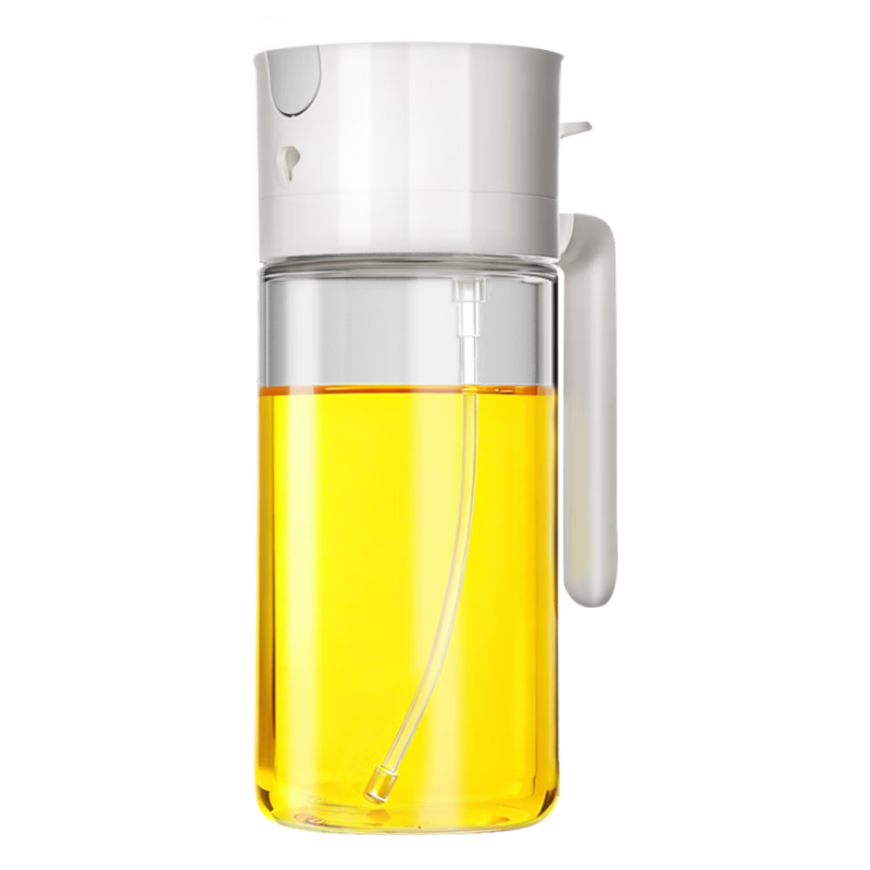 Jiabangshou 500ml Glass Oil Sprayer and Pourer Dual-Use Kitchen Oil Bottle with Spray and Measuring Function