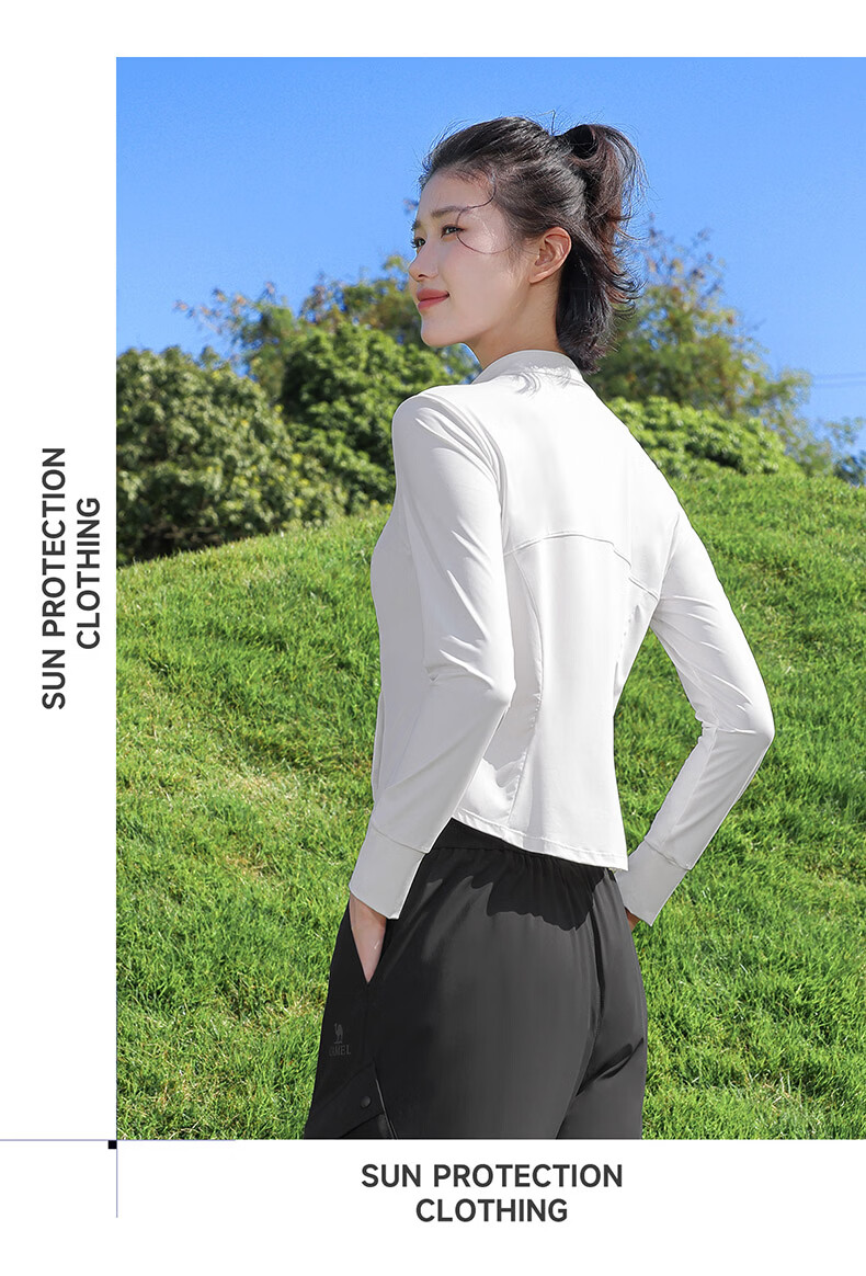 CAMEL Original Yarn Sun Protection Jacket Women Stand Collar Slim Cool Sports Jacket Y26BZ3L0029 Phantom Black S 16