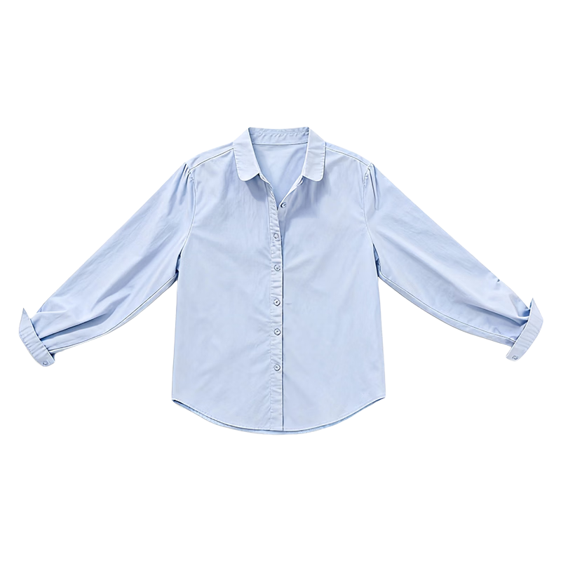ENC Blue Long Sleeve Shirt Spring Autumn New French Style Designer Niche Casual Commuter Petite Top