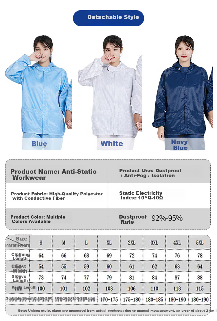 Qingxiao Anti-Static Dustproof Coverall White L Cleanroom Protective Paint Spraying Workwear 8