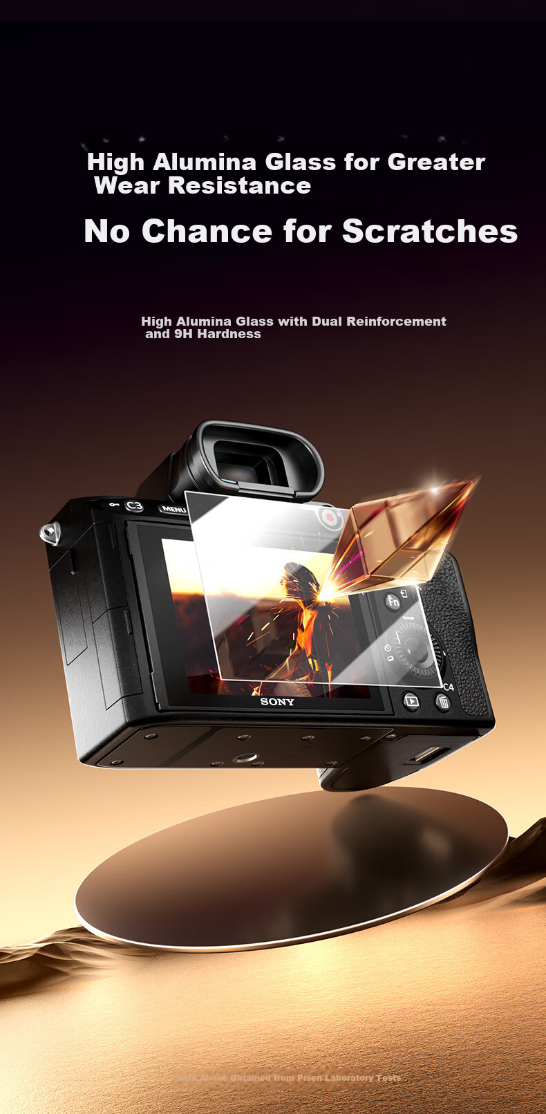 Pisen Tempered Glass Screen Protector for Sony A7M3 Camera, Anti-Scratch and Anti-Bump, High-Definition Screen Film, Mirrorless Camera Accessories, 2-Pack 7
