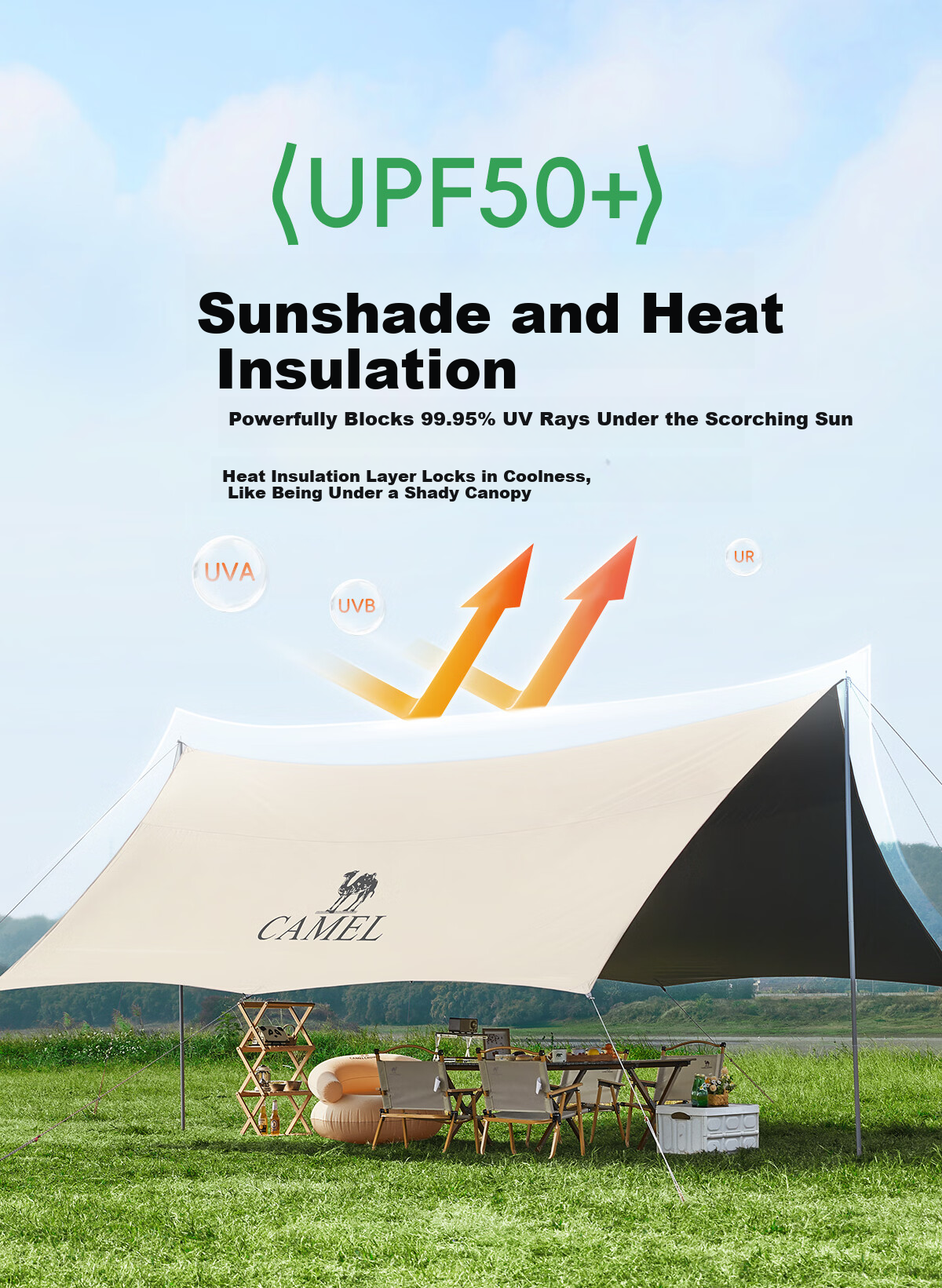 CAMEL Outdoor Titanium Black Gel Canopy Tent Camping Sun Protection Rain Shelter Equipment 133CA6B014 7
