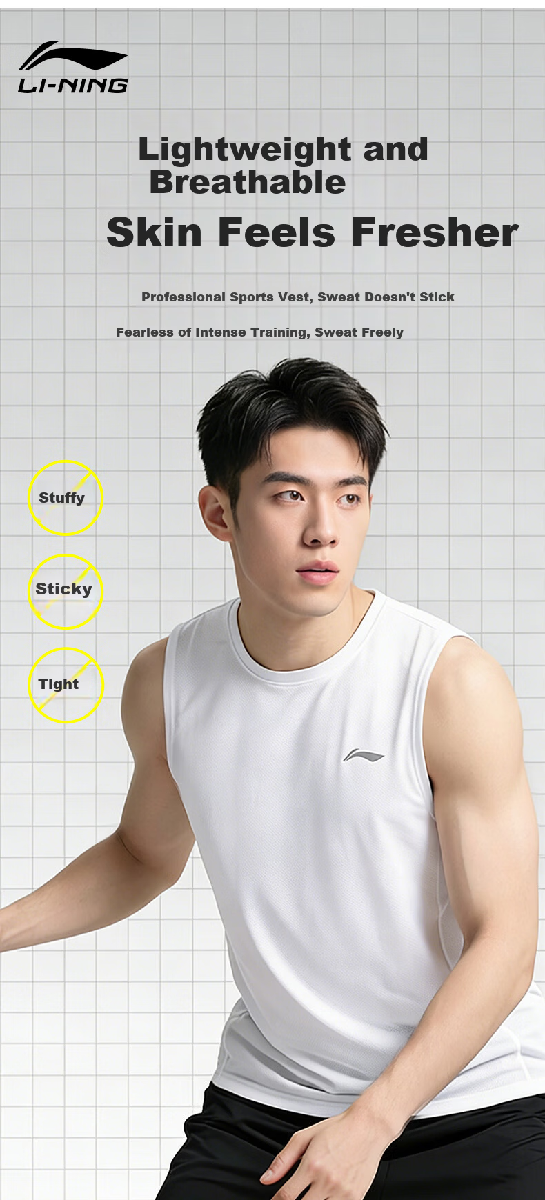 Li-Ning Sleeveless Sports Running Quick-Dry Vest for Men and Women Yoga Fitness Breathable Cool Base Layer Martial Arts M Black 4