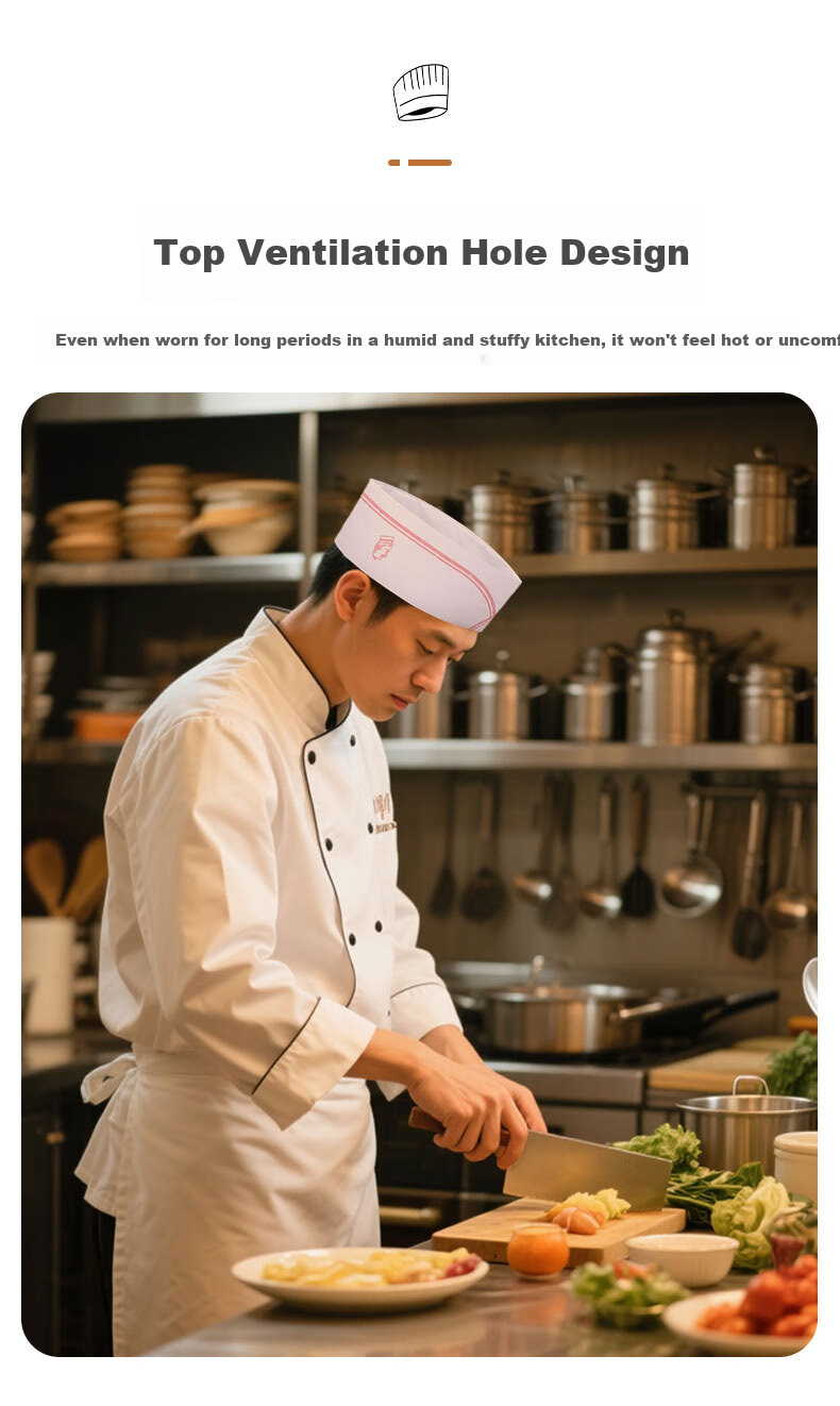 Mandelai Disposable Chef Hats Paper Kitchen Hotel Work Caps Short Chef Caps Boat Caps [40 pcs/pack] 4