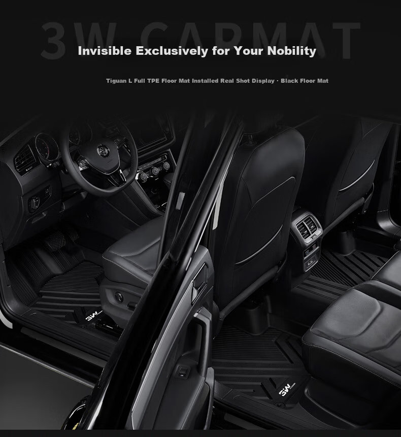 3W Custom Fit TPE Eco-Friendly Car Floor Mats for Volkswagen Magotan B8 + Double-Layer Menice Carpet Surface / Jingpei 3