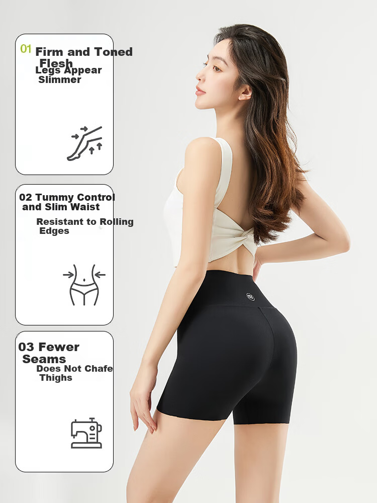 LangSha Ice Silk Shark Leggings for Women, High-Waisted, Tight-Fitting, Slimming, Base Layer Pants, Sports Fitness Yoga Pants, Three-In Safety Shorts 6