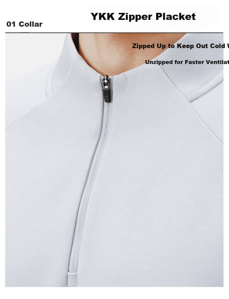 JD Jingzao Men's Spring Half-Zip Long Sleeve T-Shirt Quick-Dry Sweatshirt Base Layer Fitness Training Shirt Gray S 15