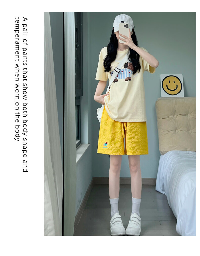 Langsha Women's Summer Thin Embroidered High-Waist Quick-Dry American Style Sports Shorts Beach Mid-Length Pants 20
