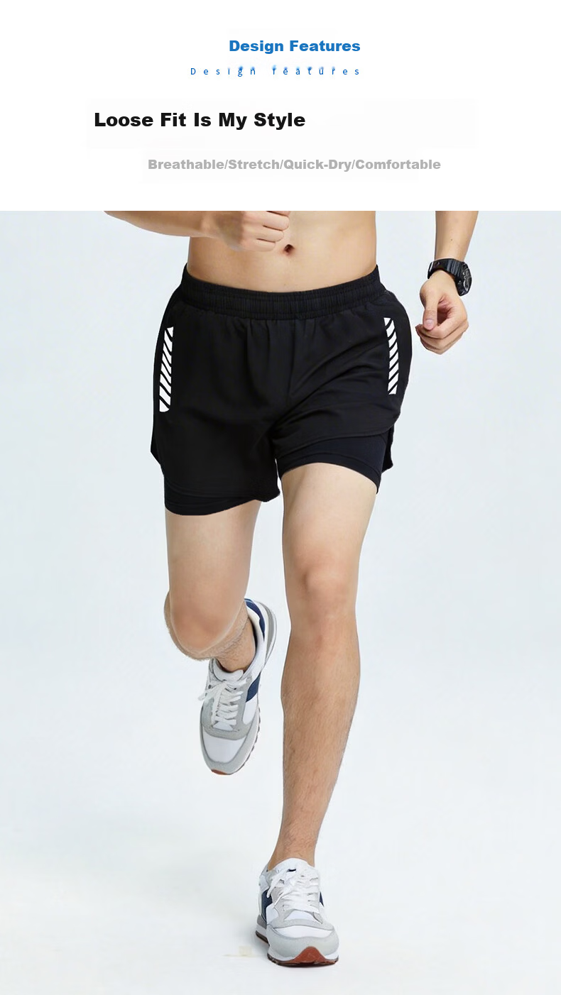 BURUITE Men's Running Shorts with Inner Liner, Three-Quarter Athletic Shorts, Summer Professional Marathon Quick-Dry 2-in-1 Fitness Pants 4