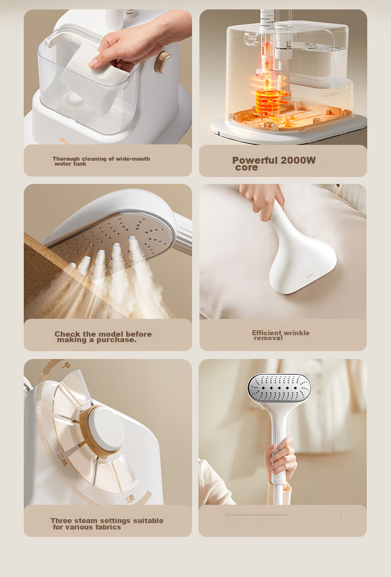 Bear Upright Garment Steamer, 40g/min High Steam Output, 1.8L Large Water Tank, Home Use Ironing Machine, Handheld Steam Iron, High Power, Group Purchase Gift (With Ironing Board), GTJ-F20P2 3