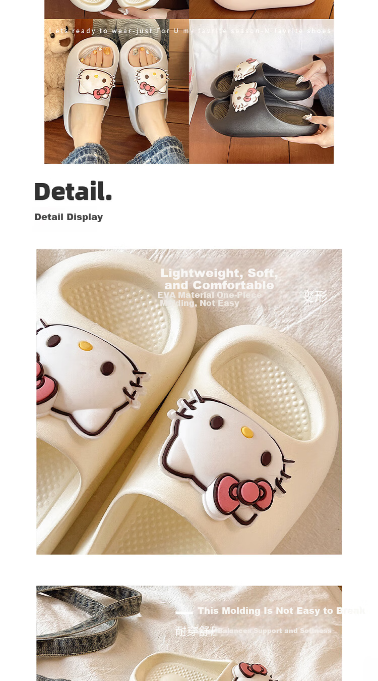 AILAIJIA Hello Kitty Collaboration Women's Home Slippers Bathroom Slippers Summer Cute Girls Slippers Pink Size 40-41 3