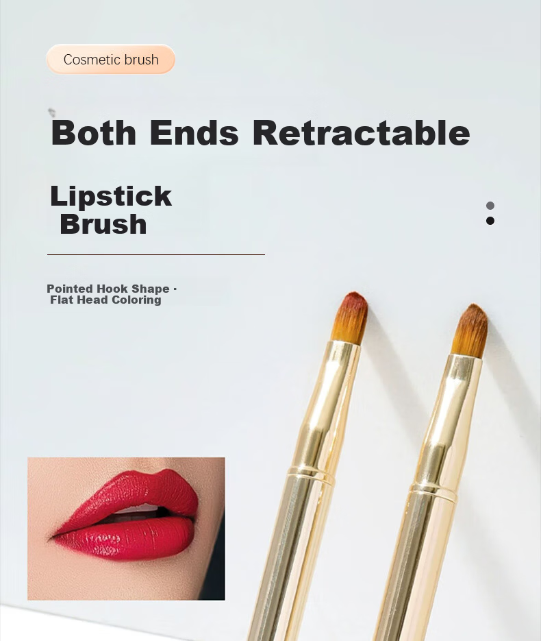 Chense Double-Ended Retractable Lip Brush (Gold) Portable Lip Liner and Concealer Brush with Cap 1
