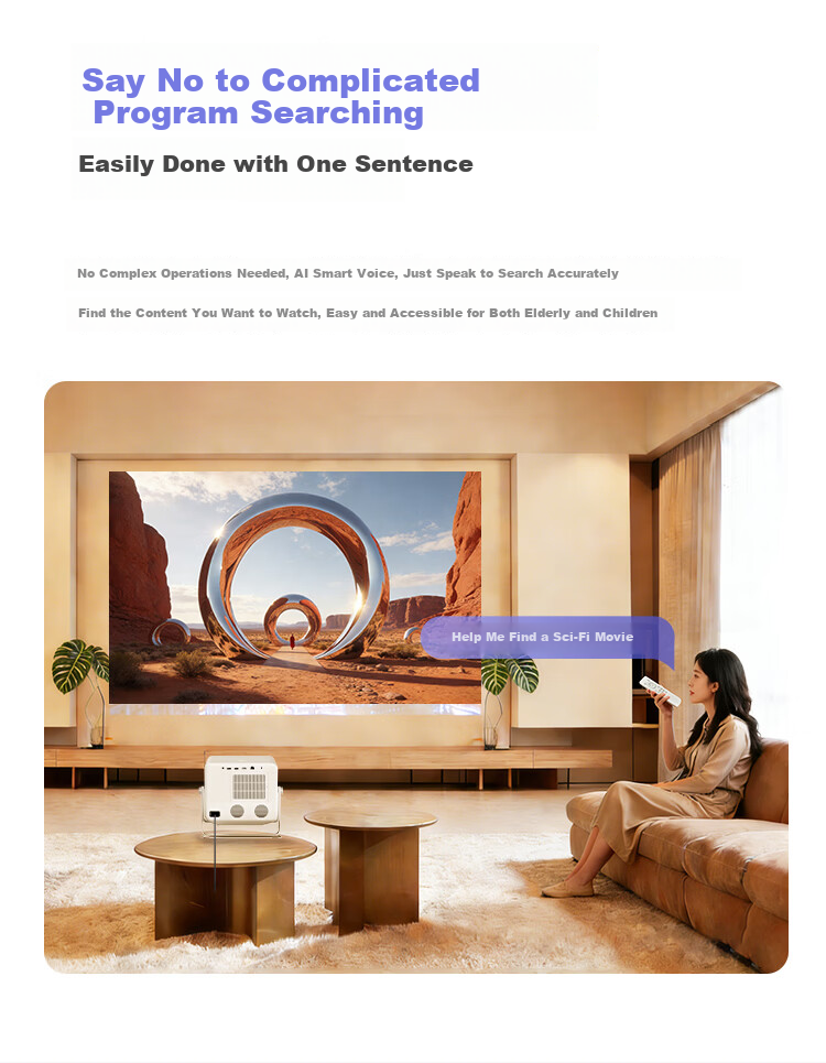 AOC Free 3 All-in-One PTZ Projector Home HD Home Theater Student Dorm Bedroom Wireless Mobile Screen Mirroring Compact Portable Smart Mini Projector 13