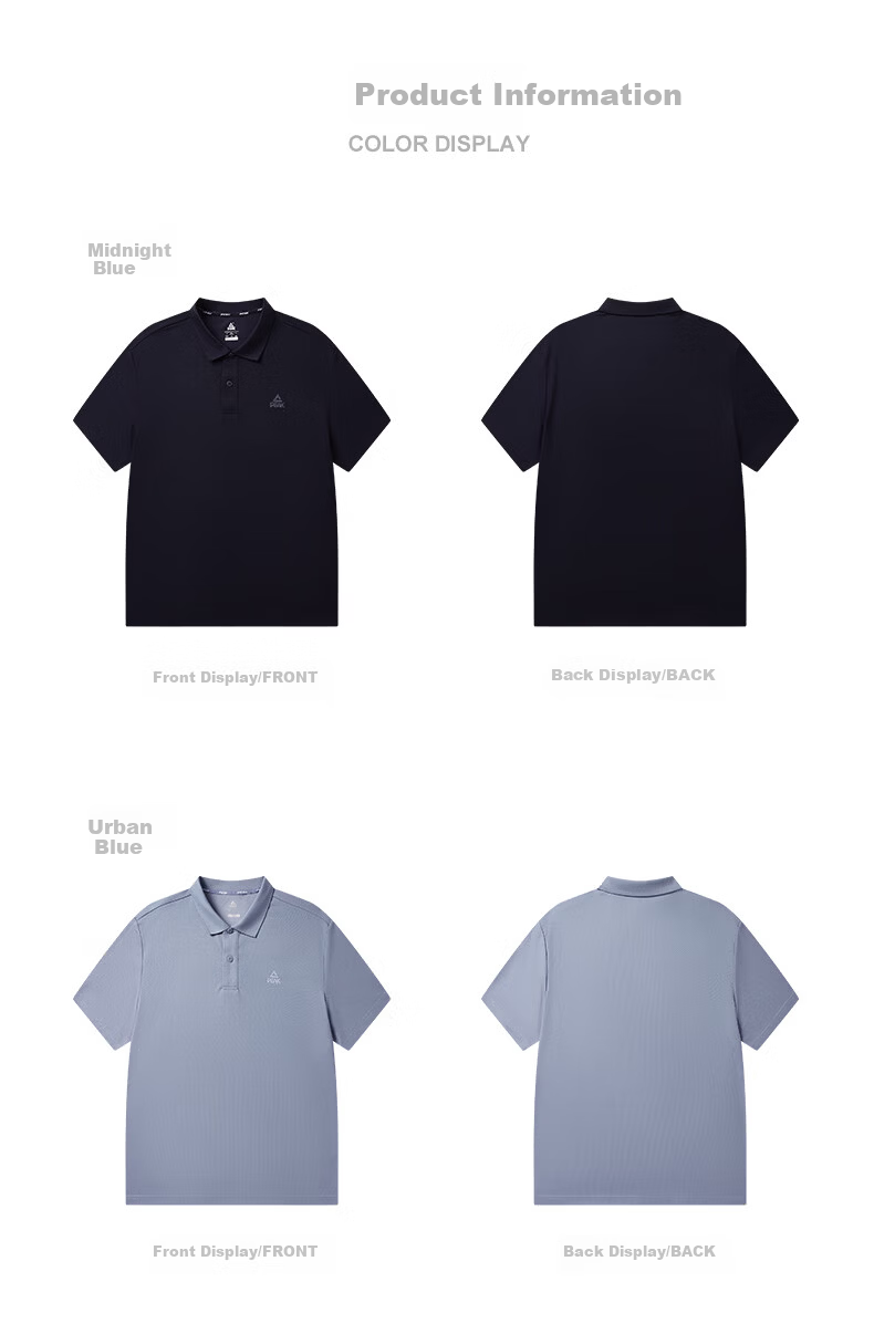 PEAK Polo Shirt for Men, Summer New Style, Sports Fitness Business Top, Breathable Casual T-Shirt, Loose Short Sleeve DF652241 34