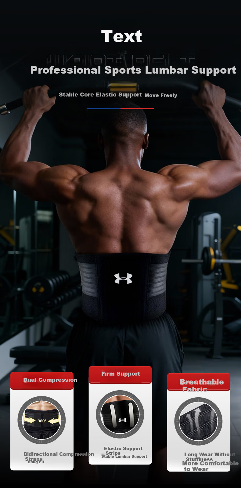 Under Armour Lumbar Support Belt for Sports and Fitness, Relieves Lumbar Disc Herniation, Muscle Strain, and Prolonged Sitting, Provides Deadlift Support and Waist Compression, Size L 2
