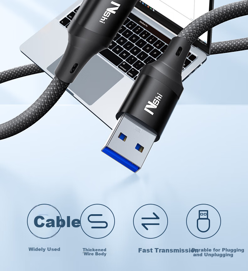 Nengsuai Fast USB 3.0 Male to Male Dual-Head Data Cable High-Speed Transmission for External Hard Drive Laptop MP3 Car Set-Top Box Extension Cable 1 Meter 2