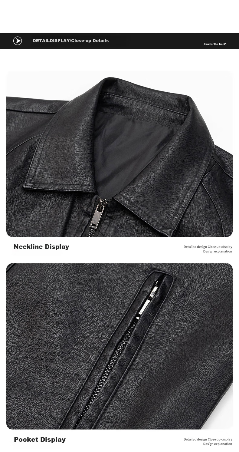 Jeanswest Men's Spring Business Casual Simple Lapel Solid Color PU Jacket Trendy Stylish Youth Outerwear 11
