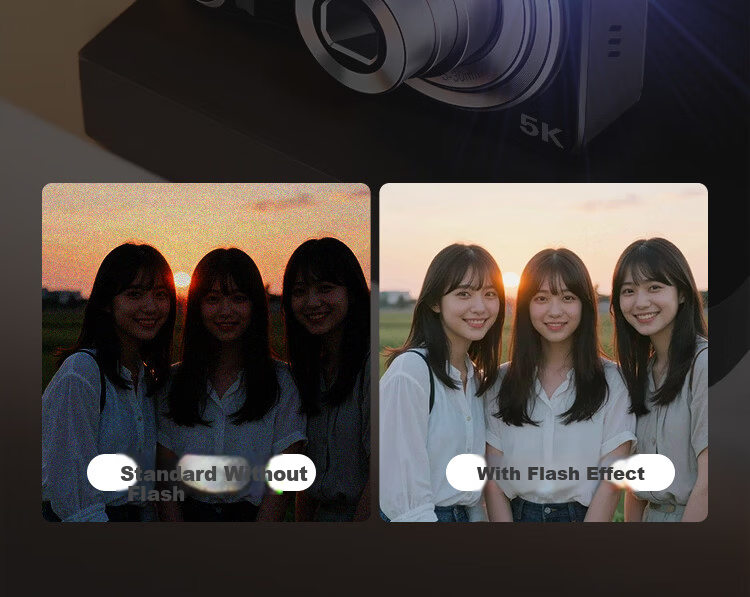 SONGDIAN Digital Camera Optical Zoom Retractable Lens Selfie Vlog Portable Compact Camera 13MP DC309X White 128GB Memory 5