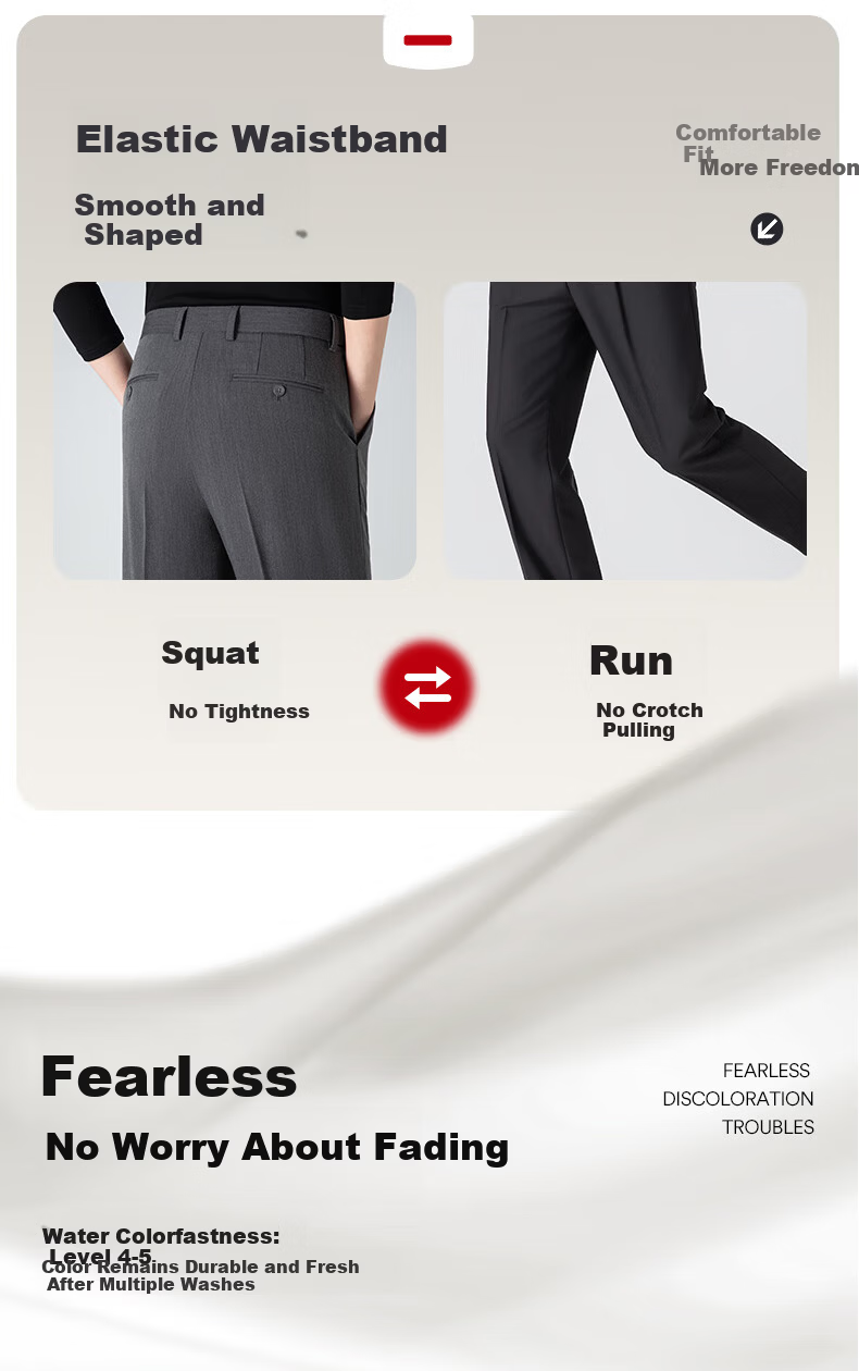 ROMON [Wrinkle-Resistant And No-Iron] Men's Dress Pants, New Style for Young And Middle-Aged Men, Straight-Leg Loose Business Cargo Trousers, Casual Pants for Me 4