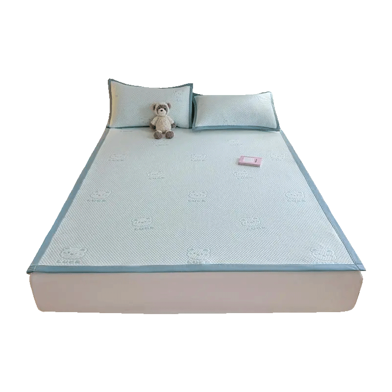 Grace Class A Single Cooling Mat Ice Bean Cooling Mat Summer Air Conditioning Soft Mat Double Household Washable 1.8*2M Bear Blue