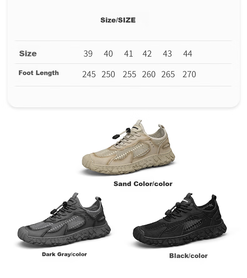 Warrior Men's Summer Breathable Shoes Men's Beach Shoes Men's Closed-Toe Sandals 2929C Beige Size 39 6