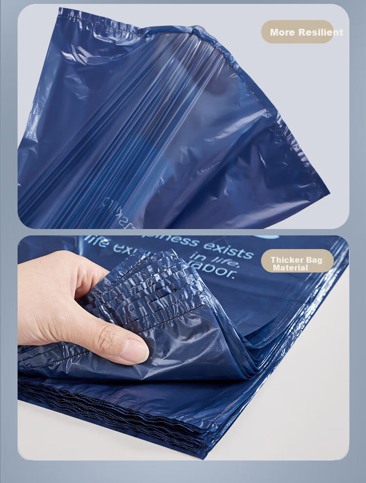 Liangdi Vest Garbage Bags Blue 55x65cm 50pcs Single-Side 1.25 Mil Thickened Plastic Handled Bags 9