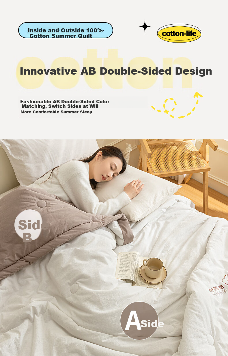 MUJI A-Class All-Cotton Summer Quilt Four-Piece Set Home Air-Conditioned Thin Quilt Bed Sheet Quilt Core 200*230cm 14
