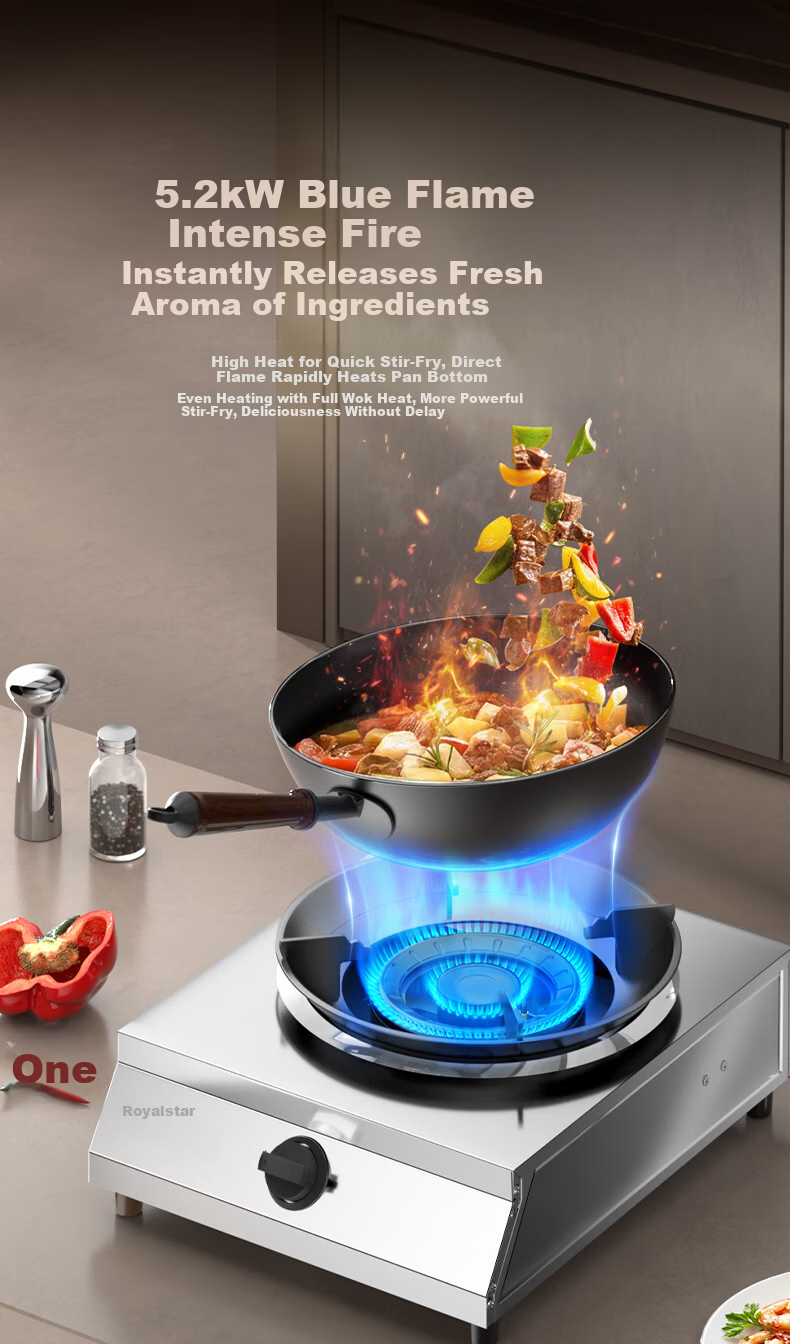 Royalstar Gas Stove Single Burner Tabletop Gas Cooker Liquefied Gas Household High Flame Old Style Single Eye Stove Gas Cooker Single Burner 5.2kW JZY-A05 4