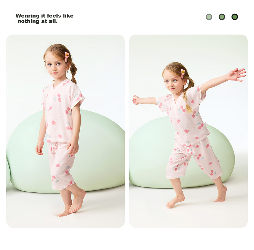 Beitaisi Children's Pajamas, Girls And Boys Summer Thin Breathable Home Wear Set, Baby Parent-Child Sleepwear Short Sleeve 19