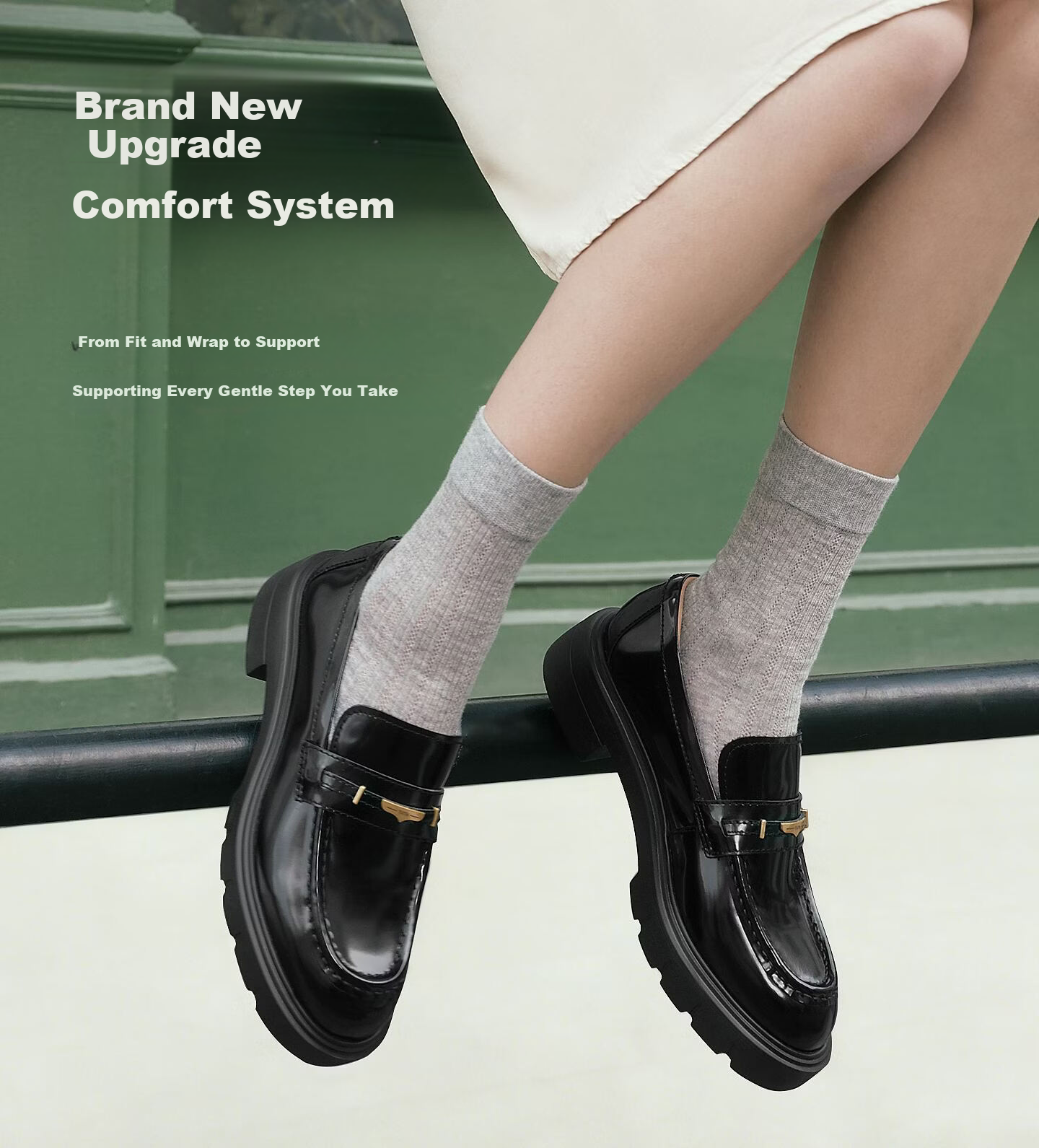 TATA Lu Yuxiao's Magic Detective Thick-Soled Loafers, British Style Genuine Leather Shoes, Black, Size 38 13