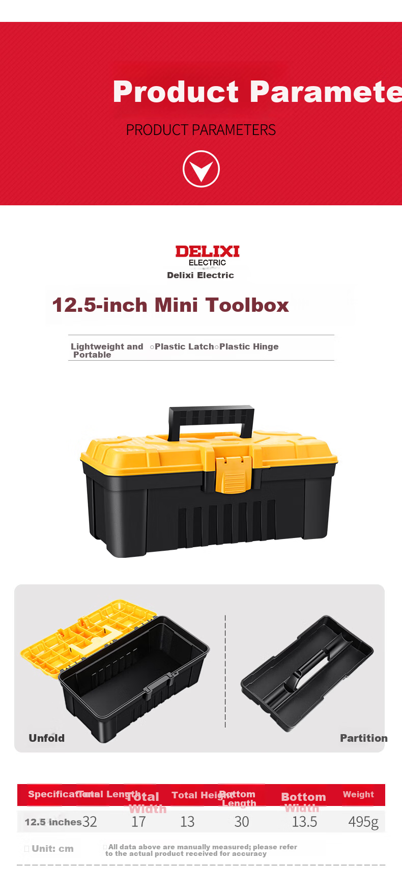 Delixi Thickened Toolbox Storage Box Large Industrial Grade Portable Multi-Functional Repair Electrician Tool Case for Home and Vehicle 11