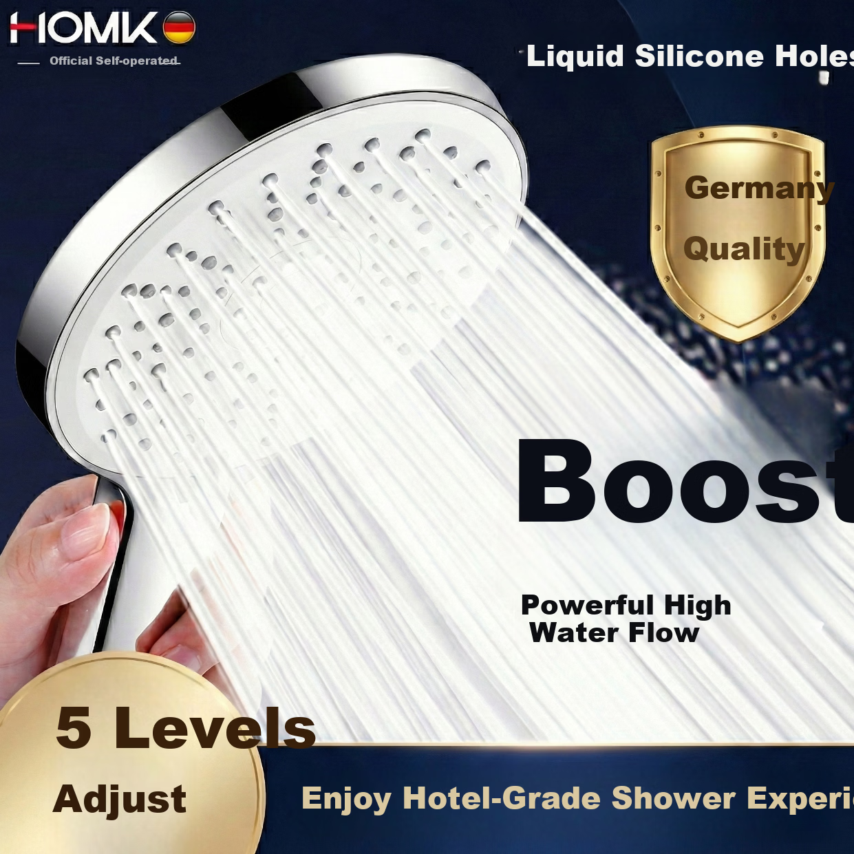 HOMK German Shower Head High-Pressure Handheld Shower Head Bathroom Shower Sprayer