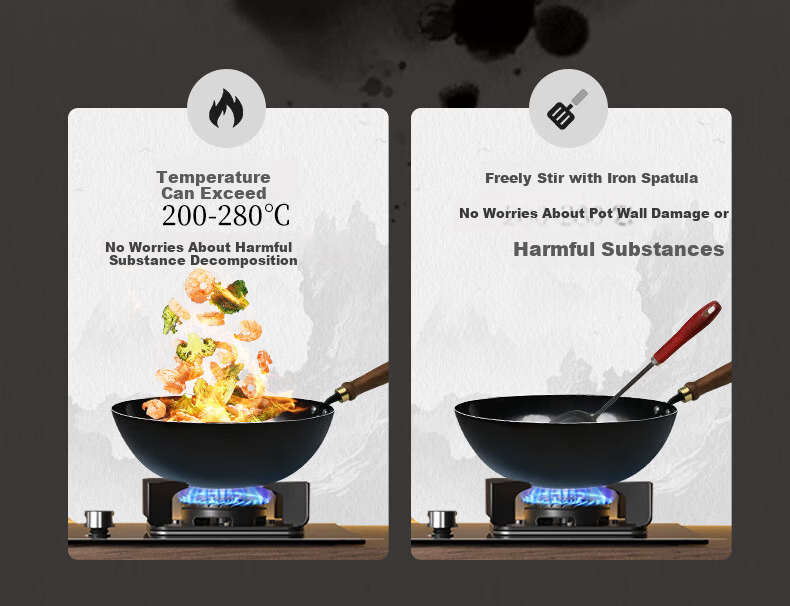 Lao Yiren Zhangqiu Iron Wok Pre-Seasoned No Coating Cast Iron Non-Stick Stir Fry Pan Hand-Forged Traditional Round Bottom Gas Stove Compatible 4