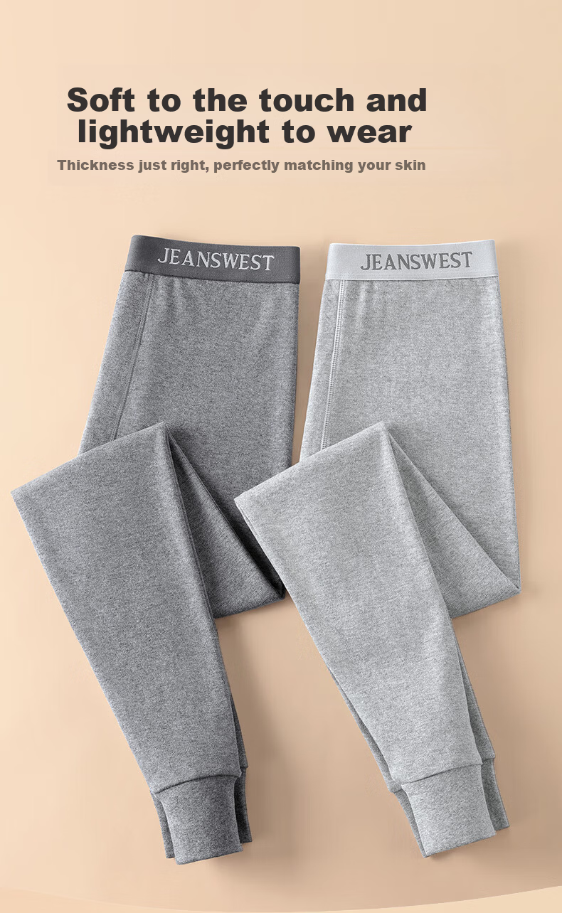 Jeanswest Men's 100% Cotton Thermal Long Johns Autumn Thin Skin-Friendly Cold-Resistant Underwear 7