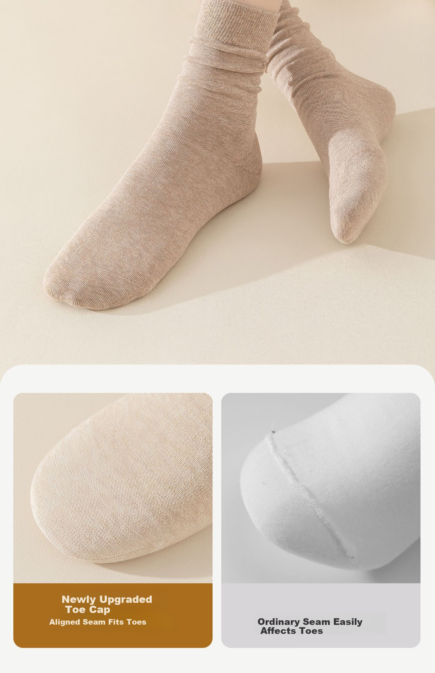 Guxu Disposable Women's Socks Travel Daily Throwaway No-Wash Autumn Winter Mid-Calf Odor-Resistant Socks 5 Pairs 14