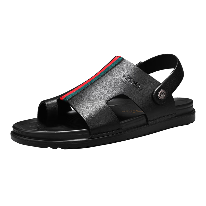 Bull Family Men's Summer Sandals New Beach Shoes Genuine Leather Dual-Purpose Slippers for Middle-Aged and Elderly Fathers
