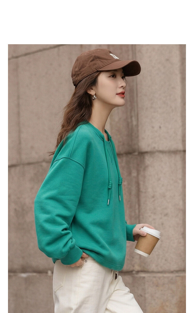 Demana [Cloud Oxygen Cotton Series] Spring Lightweight Youth Style Crewneck Hoodie with Drawstring Handmade Knot Drop Shoulder Slim Fit Women's Sweatshirt Premium Feel 10