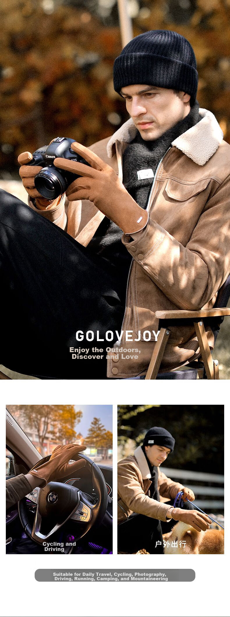 GOLOVEJOY Warm Photographer Half-Finger Gloves Unisex Autumn Winter Professional DSLR Camera Shooting Black 3