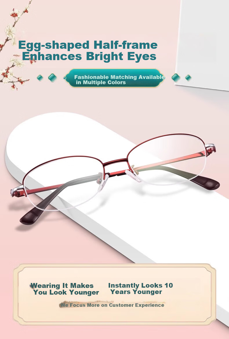 GOGOSOON Women's Anti-Blue Light Reading Glasses High-End Authentic Fashionable Presbyopic Glasses for Middle-Aged and Elderly Back to School 3